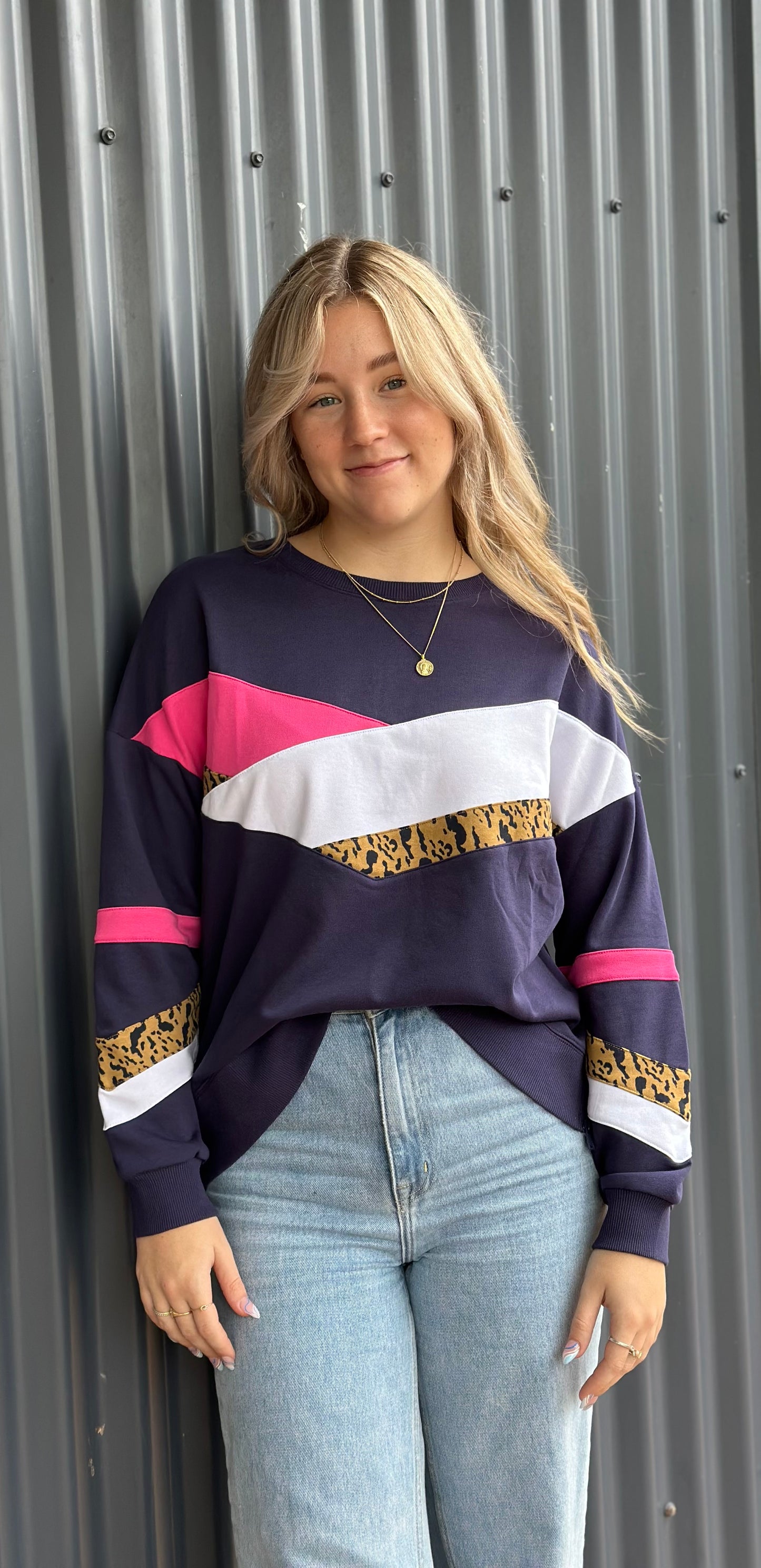 Betty Basics blue splice addie sweat