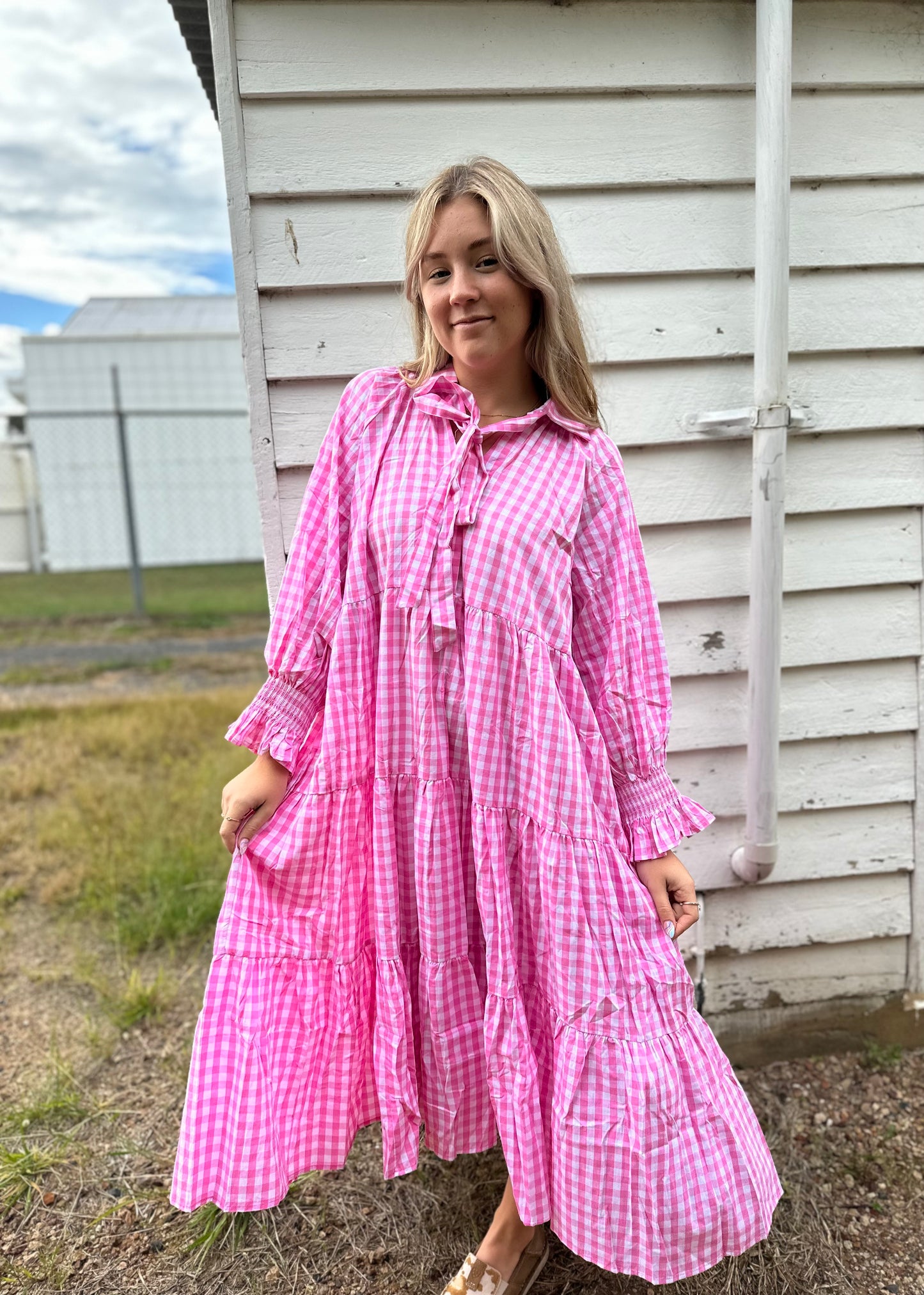 KIIK luxe gingham maxi dress