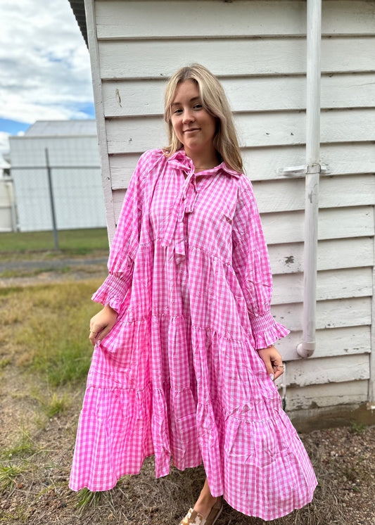 KIIK luxe gingham maxi dress