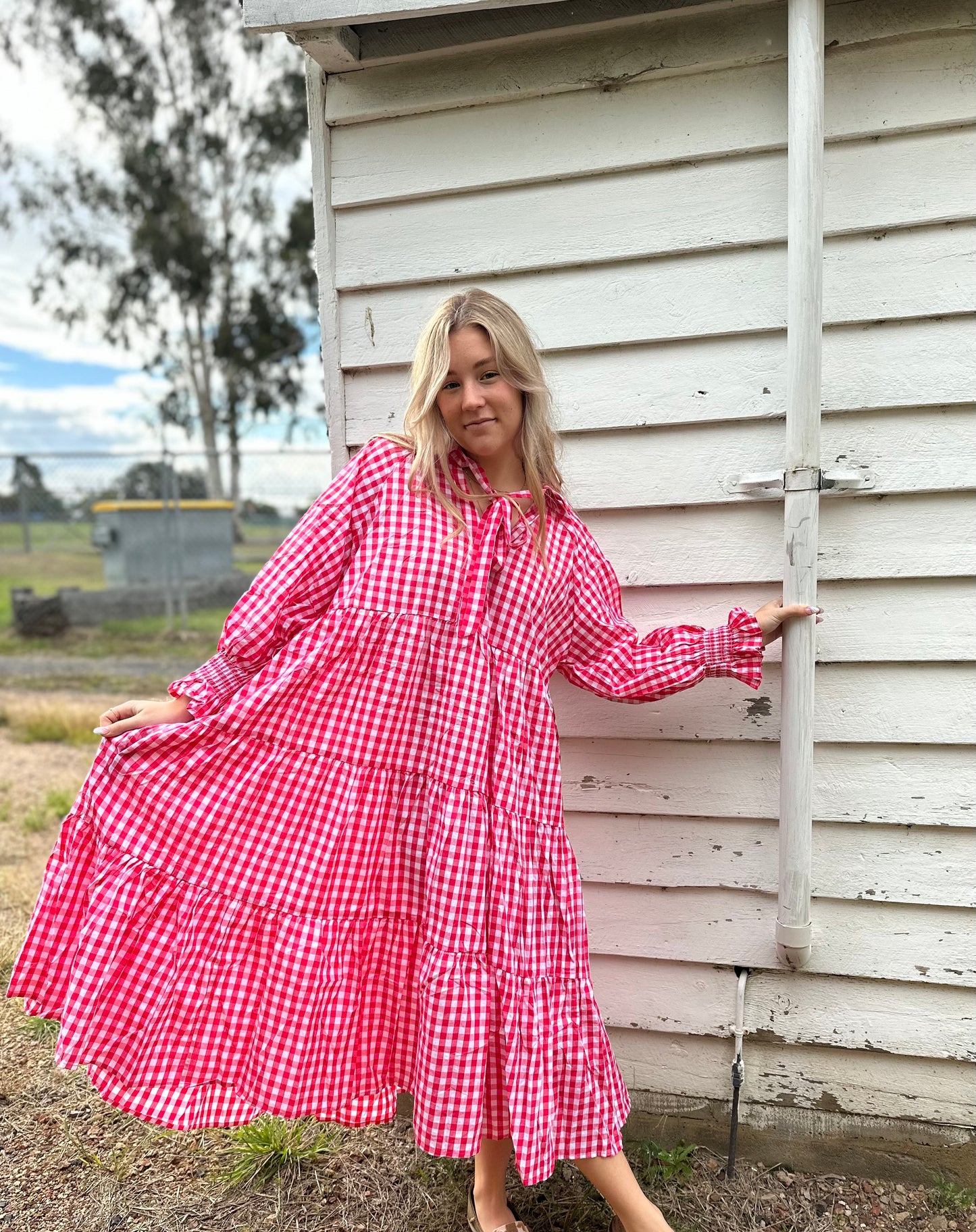 KIIK luxe gingham maxi dress