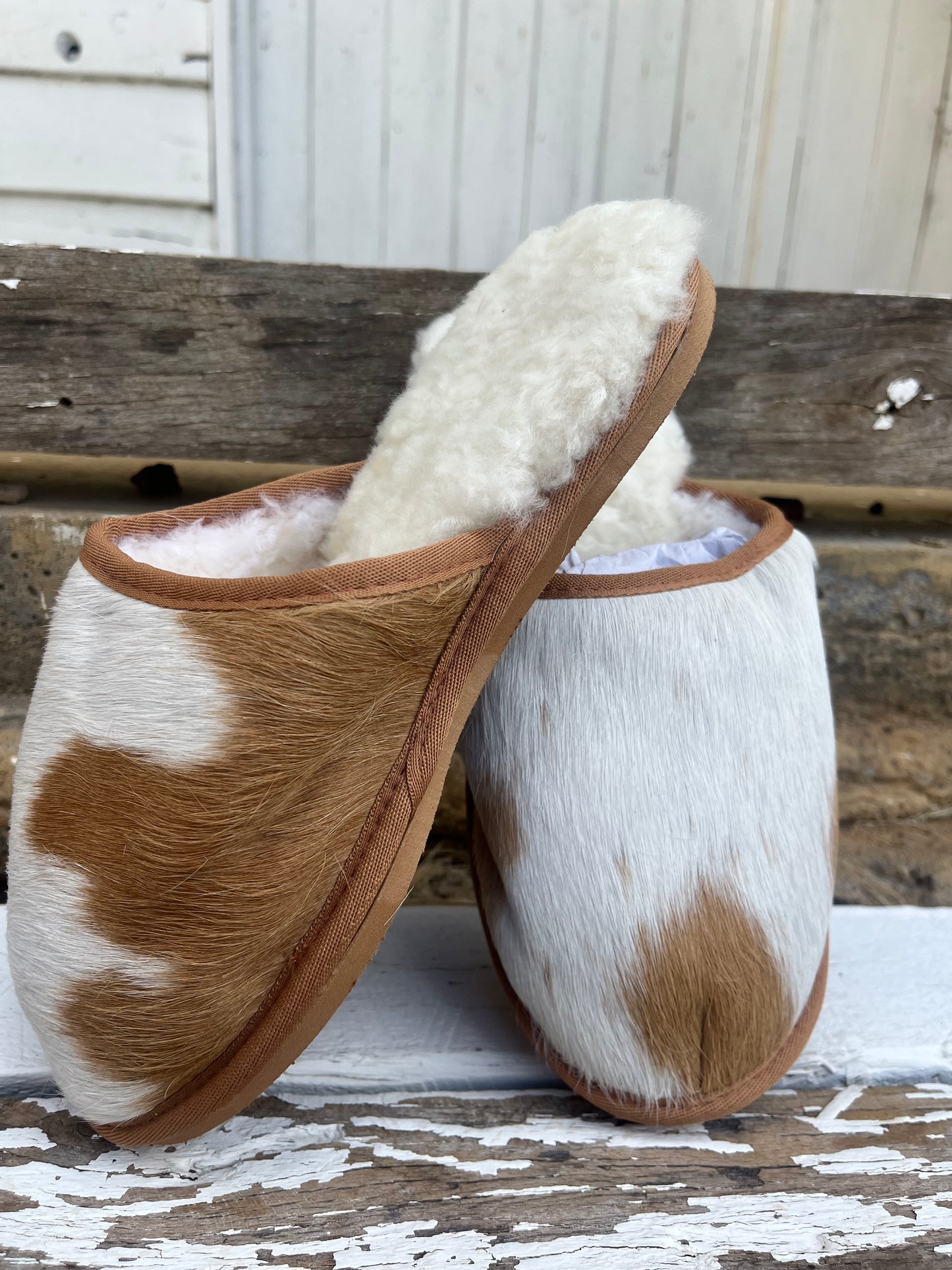 Cowhide slippers