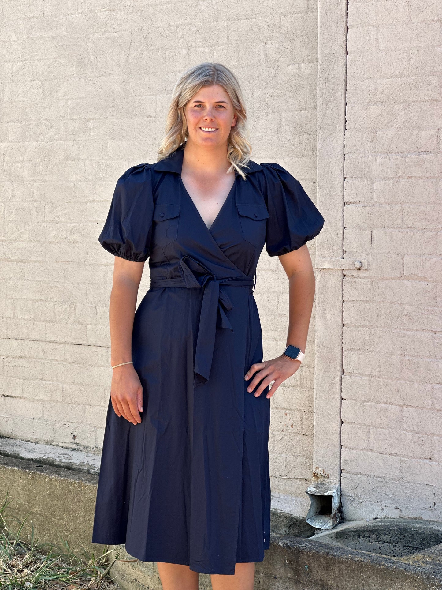 Sunny girl navy wrap dress