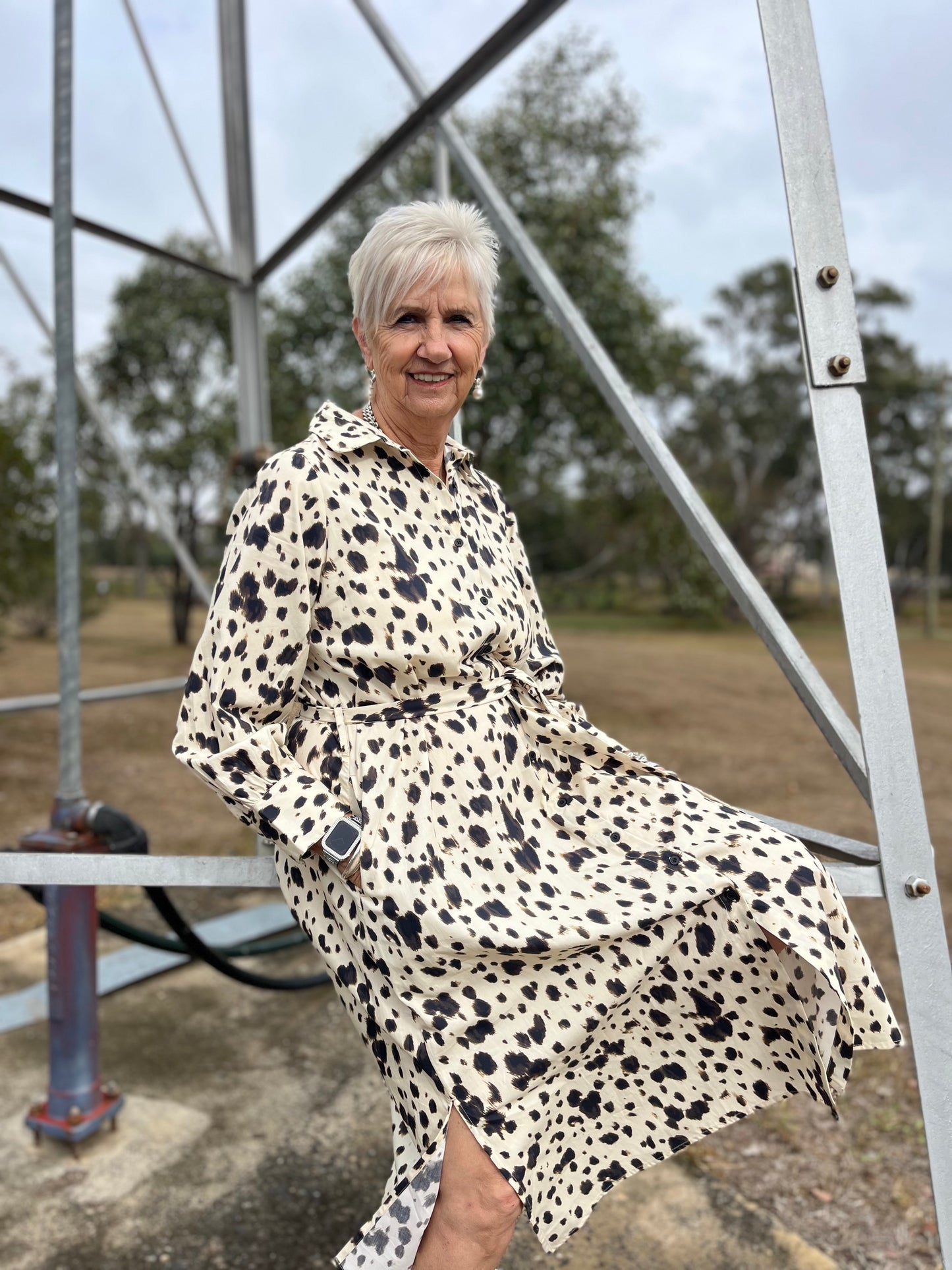 Off white animal print dress