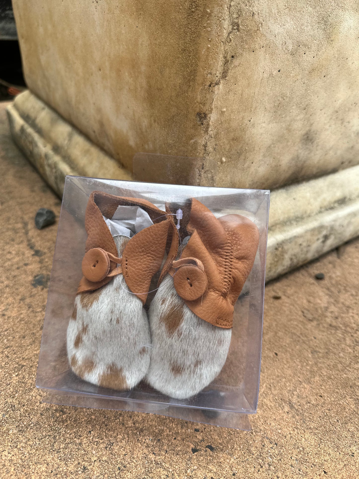 Cowhide kids booties