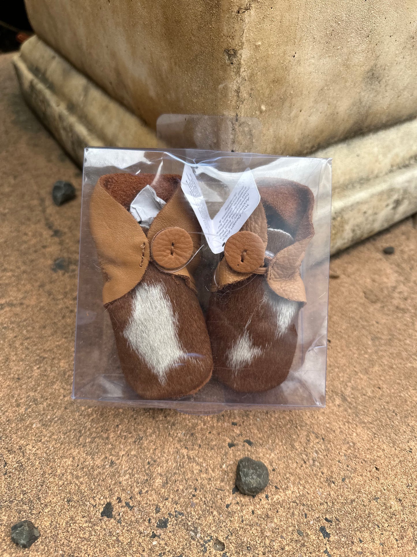 Cowhide kids booties
